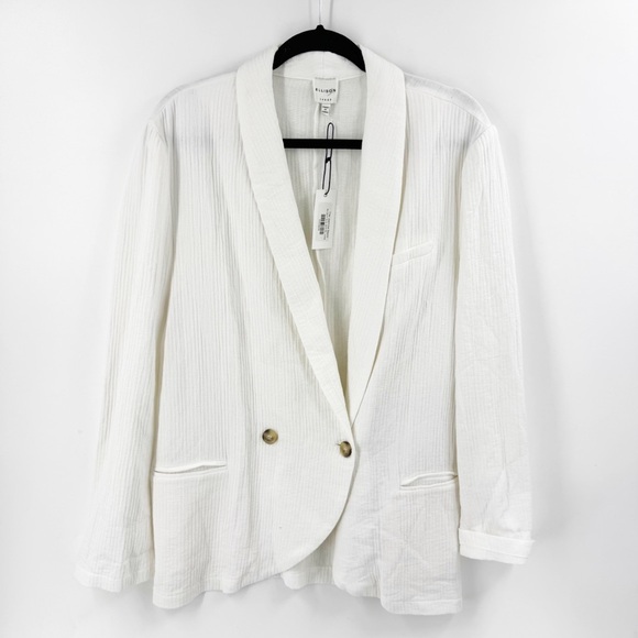 ✅ NWT ELLISON THE JASMINE BLAZER Textured Blazer IN CREAM SIZE LARGE - Picture 1 of 13